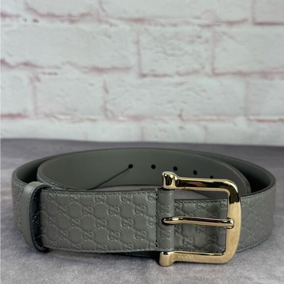 Gucci Microguccissima Embossed Gray Leather Belt 281548 100/40 - Picture 6 of 12